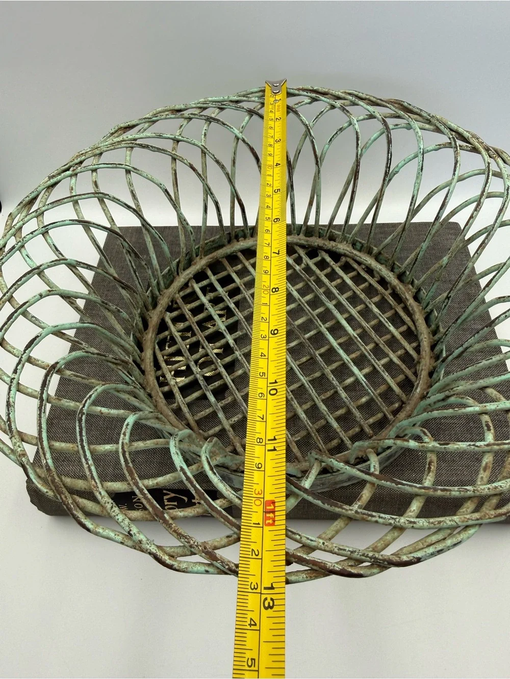 Vintage Distressed French Country Style Metal Basket or Planter 13” Diameter